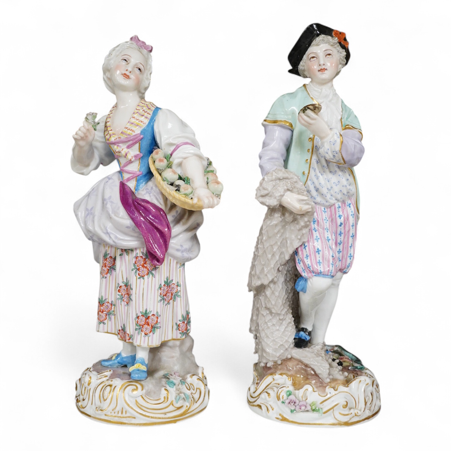 A pair of 19th century Volkstedt porcelain figures,31cm high